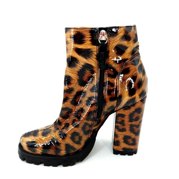 Schutz‎ Synthetic Leopard High Heel Ankle Boot 7 - Picture 2 of 10